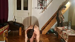 Humiliating and training her young slave in HD video European femdom mistress