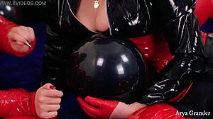 HD video shows latex clad lovers explore a fetish for balloons