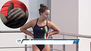 Diana caterina shows some water side skills in a swimsuit suit