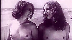 With vintage pussy on the beach gets hairie naughty