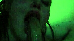 I deep throat a thick cock with my wet mouth.