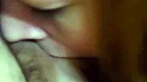 submissive red lipstick deep throat blow job