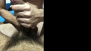 i suck my boy's hairy cock while he jerks me off at home