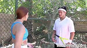 Tennis teen surprises with outdoor play