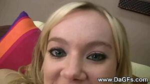 this blonde girlfriend sucks her friend's impressive cock so well in amateur video