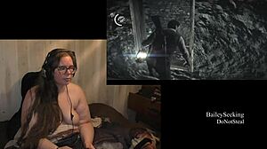 Naked woman plays evil within game with piercings and tattoos