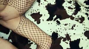 In EROTIC mesh bodysuit and HEELS, FUCKING couple close-up