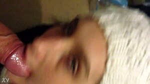 Brunette amateur sucks cock in homemade video. 😏🍆