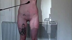 In the trailer, she dominates and whips me until I squirt and cum