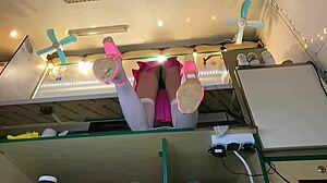 I love the way this sexy virgin spreads her legs while serving customers