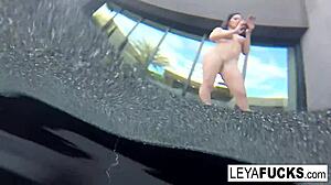 leya and lynn enjoy nude lesbian romp in pool with big tits