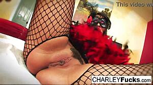 charley chase in sexy lingerie, masturbating her pussy and tits