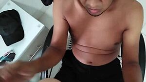 Naked stepdaughter sneaks in after wife's gone