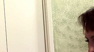 Horny brunette milf wakes up dude to fuck her