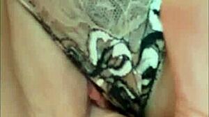 my wife films her panties then masturbates with dildo.