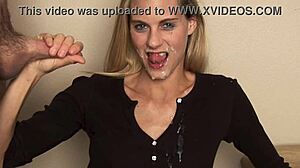 Mindy begs for huge cum facial on her face