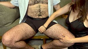 Intense cum on natural tits after wild party with riding and blowjob.