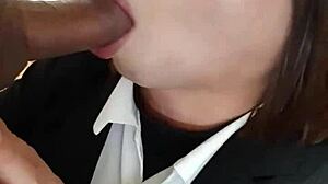 Sexual experienced ladyboy performs blowjob