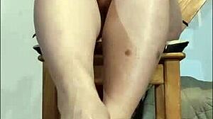 Big titted mistress POV edging footjob!