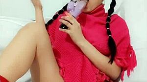 Hot teen 18+ deepthroats cock and gets fucked with toys.