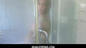 Curvy emo stepmom Joanna Angel sucks and fucks her stepson in the shower