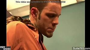 seductive gay guy rides big cock at office 😈