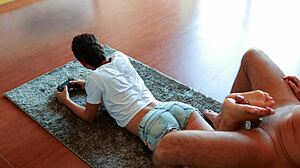 Gamer Girl's Passionate Footjob During Game