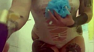 I admire alina's tattoo in the shower