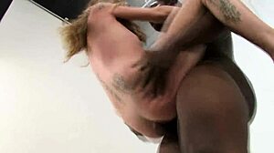 Interracial group sex with a monster cock and anal action