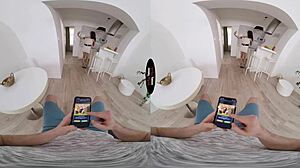 Virtual Taboo Unleashes Deep Emotions as Brunette Delivers Passionate Blowjob and Handjob Using Pillow Accessory.