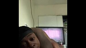 ebony whore sucks big black cock in doggy before swallowing cumshot