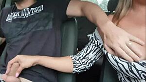 Blonde motorist Bianca Naldy gets anal on the street.