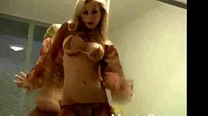 I watch two hot blondes strip on webcam