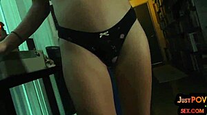 Watch this tiny slut get her butt spanked and pussy nailed in POV? So hot!