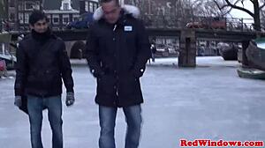 Real European Tourist in Lingerie Sucking and Rimming for Fun