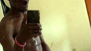 my black cock gets a hard massage in the mirror