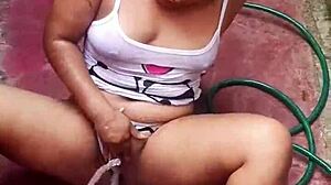 My Horny Cousin Masturbates While Bathing On The Floor