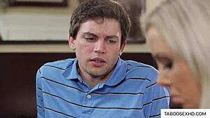 Blonde milf feels passion seducing young boy in cheating