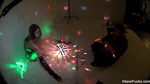 Alison Tyler, behind the scenes, masturbating her pussy