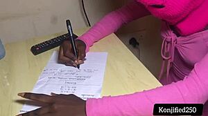 Horny tutor fucks skinny coursemate missionary