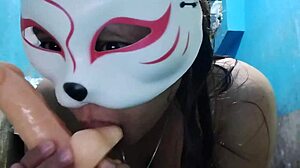 asian girl sucks dildo, craving real cocks