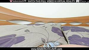 Solo brunette katty west spreads her legs and rubs her shaved pussy in vr