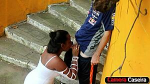 Girlfriend Sucks Stranger's Cock On The Street