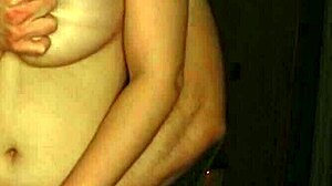 Seduce girlfriend with rough caressing of her big natural tits to orgasm