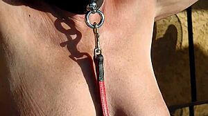 K and her natural tits in the calm morning nature setting.