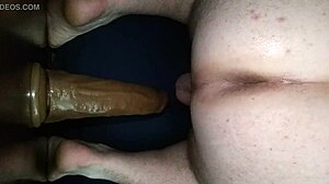 guy bends over for dildo doggy style fucking