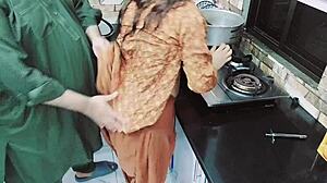 Indian housewife roughly fucked in kitchen with Hindi audio