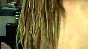 blonde rides cock in reverse cowgirl, orgasm explodes!