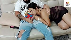 Latina Sucks Friend's Cock in Doggystyle Passion