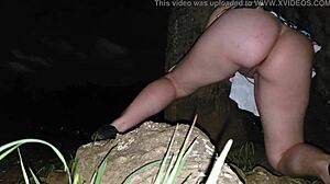 Fucking wildly in the public park with pussy exposed!